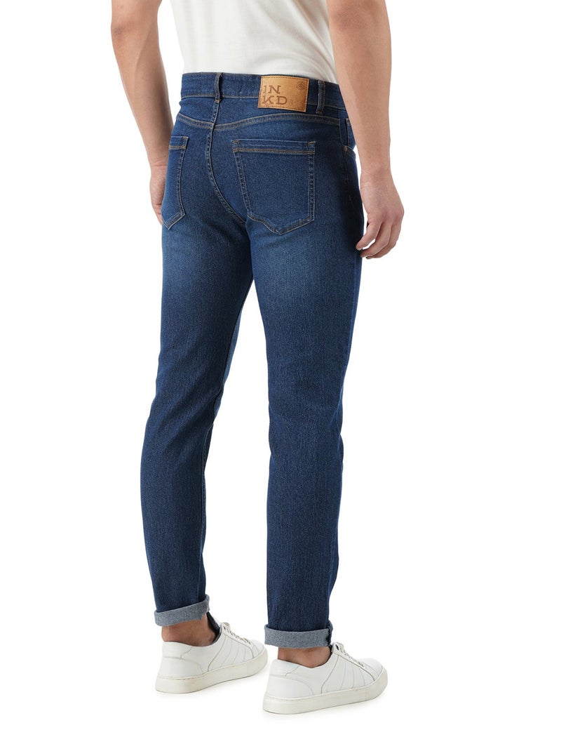 inkd جينز رجالي عادي - متوسط الارتفاع | مزيج القطن | قماش قابل للتمدد | تصميم كلاسيك 5 بوكت - Image 3